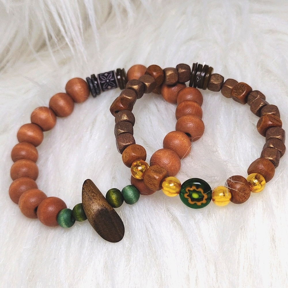 Handmade Wood Stackable Bracelets (2)
